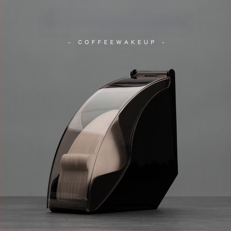 Tasuta saatmine Akrüülist tolmukindel käsitsi pestud kohvifiltripaberi karbi hoiukarp Rippuv kõrvafiltripaberi hoidik v60 Lehvikukujuline universaalne