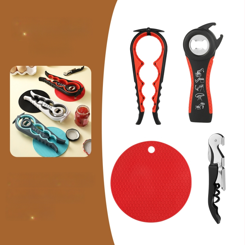 na zalihi Višenamjenski zadebljani otvarač za konzerve četiri u jednom Otvarač za boce pet u jednom Otvarač za boce crnog vina 5 dijelova