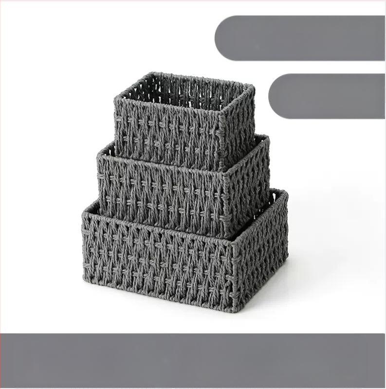 Кошница за съхранение на настолни принадлежности, кутия за съхранение на ключове от ратан, кутия за дистанционно управление, кошница с хартиени въжета и плетена рамка, кошница за съхранение на закуски