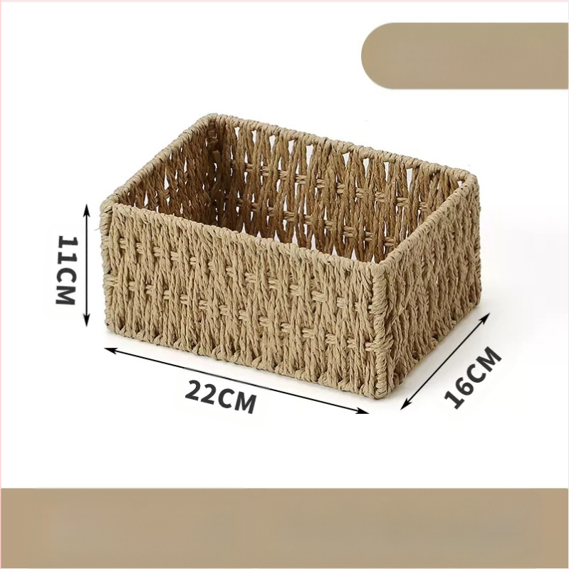 Кошница за съхранение на настолни принадлежности, кутия за съхранение на ключове от ратан, кутия за дистанционно управление, кошница с хартиени въжета и плетена рамка, кошница за съхранение на закуски