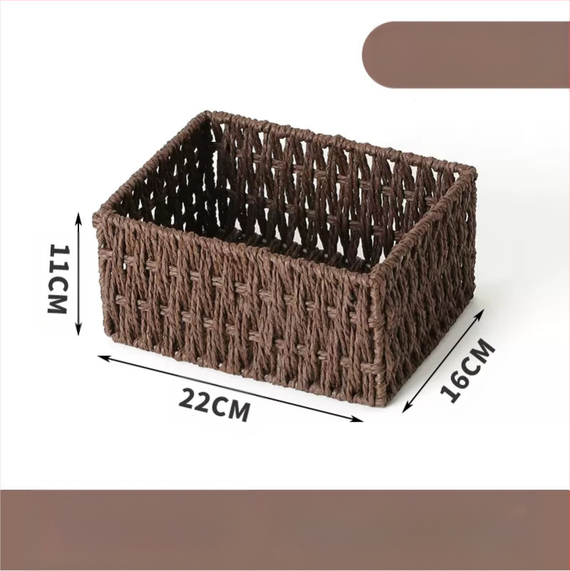 Кошница за съхранение на настолни принадлежности, кутия за съхранение на ключове от ратан, кутия за дистанционно управление, кошница с хартиени въжета и плетена рамка, кошница за съхранение на закуски
