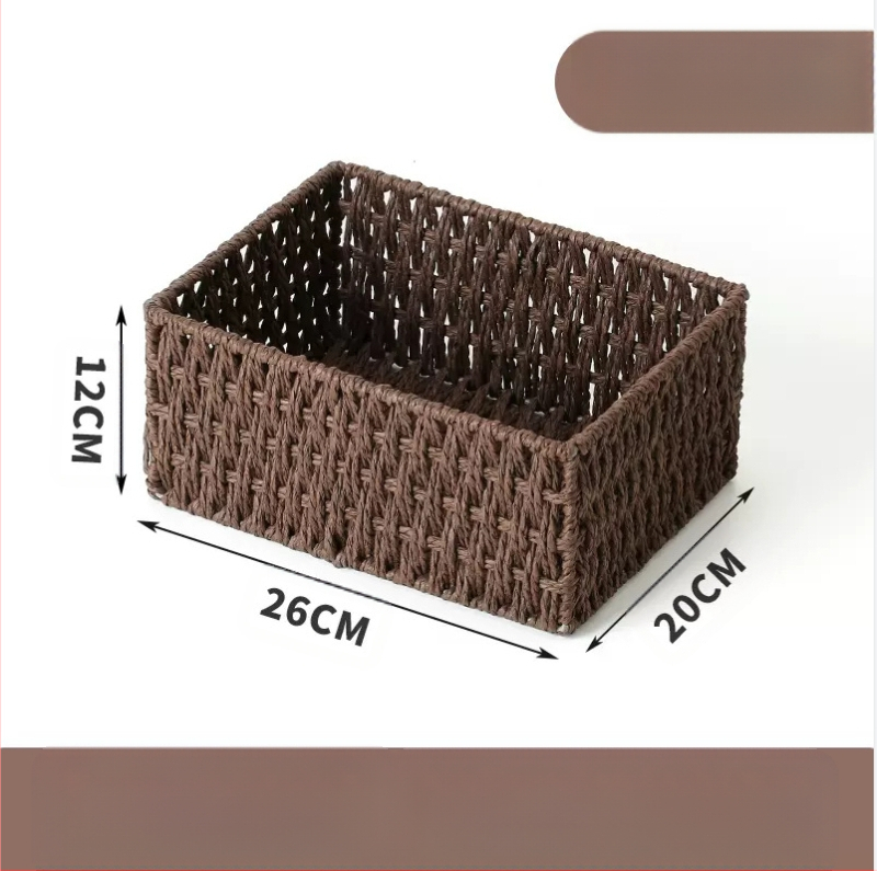 Кошница за съхранение на настолни принадлежности, кутия за съхранение на ключове от ратан, кутия за дистанционно управление, кошница с хартиени въжета и плетена рамка, кошница за съхранение на закуски
