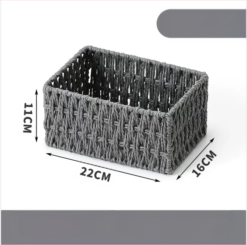 Кошница за съхранение на настолни принадлежности, кутия за съхранение на ключове от ратан, кутия за дистанционно управление, кошница с хартиени въжета и плетена рамка, кошница за съхранение на закуски