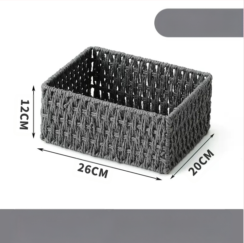 Кошница за съхранение на настолни принадлежности, кутия за съхранение на ключове от ратан, кутия за дистанционно управление, кошница с хартиени въжета и плетена рамка, кошница за съхранение на закуски
