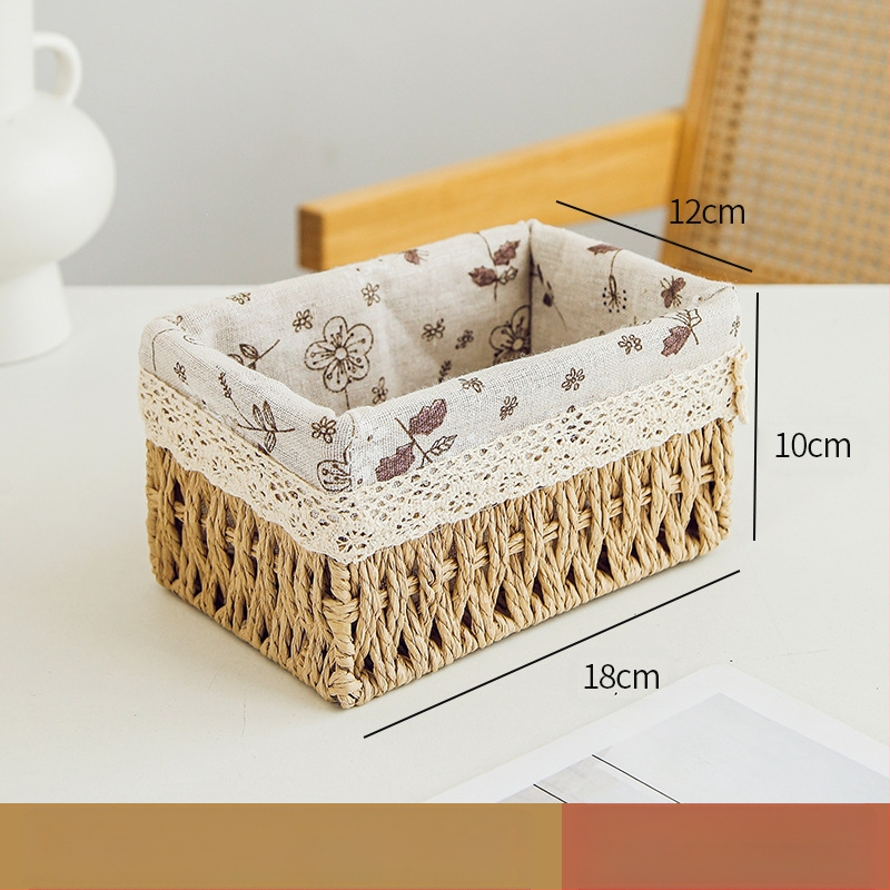 Кошница за съхранение на настолни принадлежности, кутия за съхранение на ключове от ратан, кутия за дистанционно управление, кошница с хартиени въжета и плетена рамка, кошница за съхранение на закуски