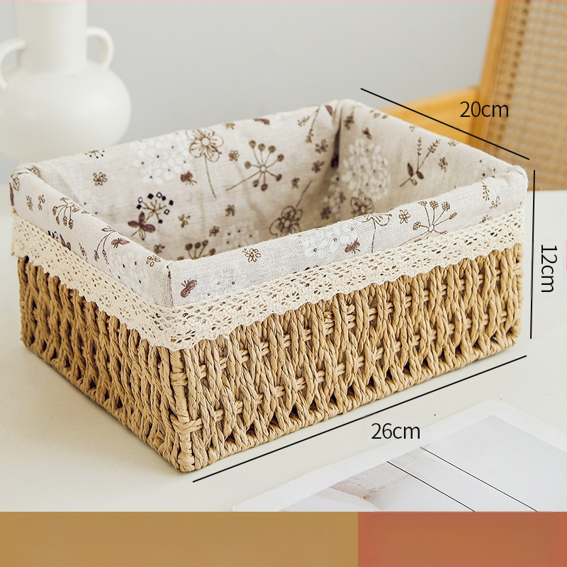 Кошница за съхранение на настолни принадлежности, кутия за съхранение на ключове от ратан, кутия за дистанционно управление, кошница с хартиени въжета и плетена рамка, кошница за съхранение на закуски