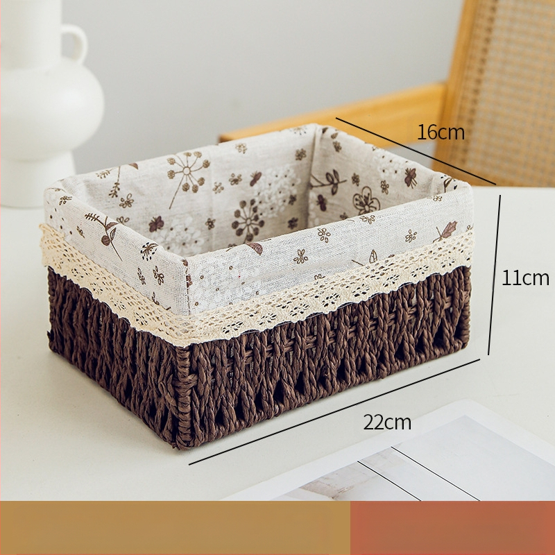Кошница за съхранение на настолни принадлежности, кутия за съхранение на ключове от ратан, кутия за дистанционно управление, кошница с хартиени въжета и плетена рамка, кошница за съхранение на закуски