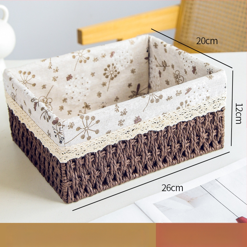 Кошница за съхранение на настолни принадлежности, кутия за съхранение на ключове от ратан, кутия за дистанционно управление, кошница с хартиени въжета и плетена рамка, кошница за съхранение на закуски