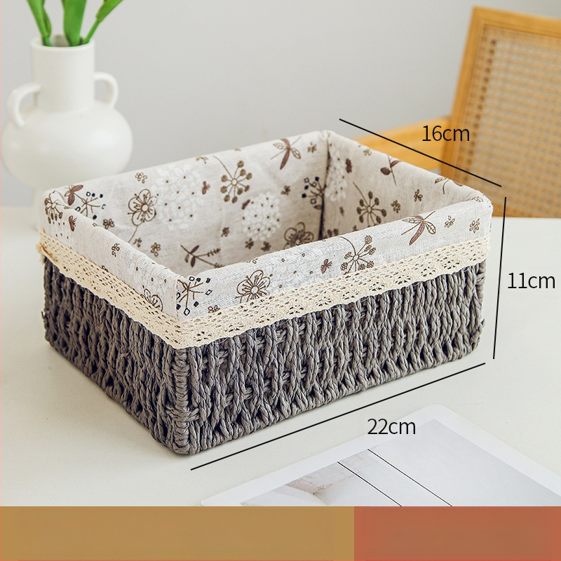 Кошница за съхранение на настолни принадлежности, кутия за съхранение на ключове от ратан, кутия за дистанционно управление, кошница с хартиени въжета и плетена рамка, кошница за съхранение на закуски