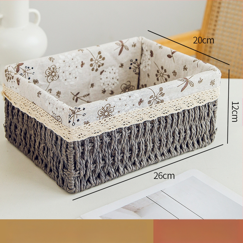 Кошница за съхранение на настолни принадлежности, кутия за съхранение на ключове от ратан, кутия за дистанционно управление, кошница с хартиени въжета и плетена рамка, кошница за съхранение на закуски