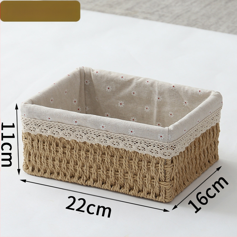 Кошница за съхранение на настолни принадлежности, кутия за съхранение на ключове от ратан, кутия за дистанционно управление, кошница с хартиени въжета и плетена рамка, кошница за съхранение на закуски