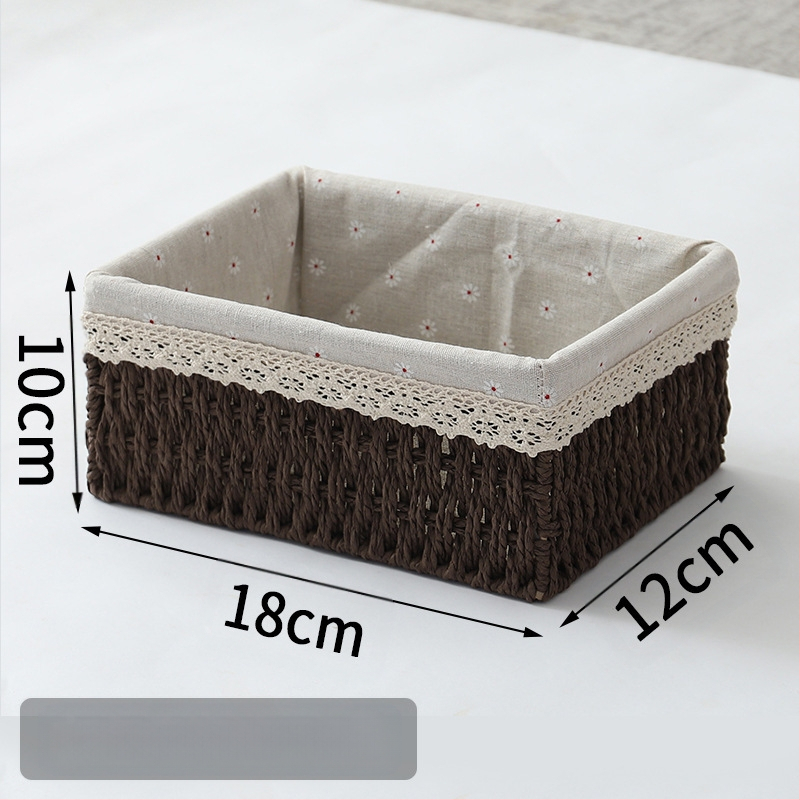 Кошница за съхранение на настолни принадлежности, кутия за съхранение на ключове от ратан, кутия за дистанционно управление, кошница с хартиени въжета и плетена рамка, кошница за съхранение на закуски