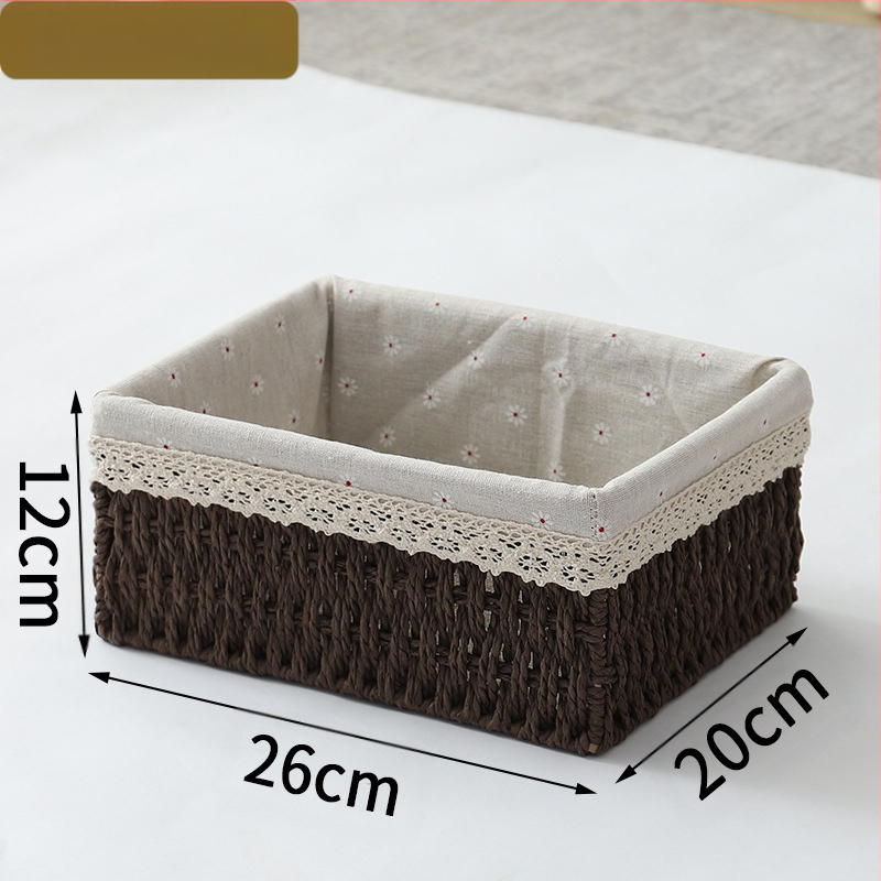 Кошница за съхранение на настолни принадлежности, кутия за съхранение на ключове от ратан, кутия за дистанционно управление, кошница с хартиени въжета и плетена рамка, кошница за съхранение на закуски