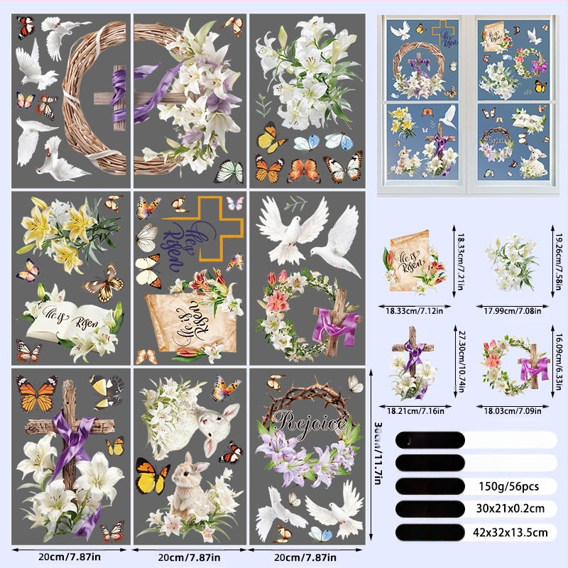 2025. aasta uus lihavõttejänese munatibu 3D-stereo elektrostaatiline kleebis lihavõtteakna klaasist dekoratiivkleebis