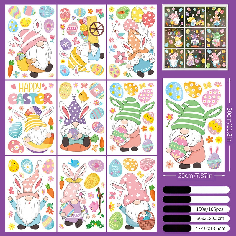 2025. aasta uus lihavõttejänese munatibu 3D-stereo elektrostaatiline kleebis lihavõtteakna klaasist dekoratiivkleebis