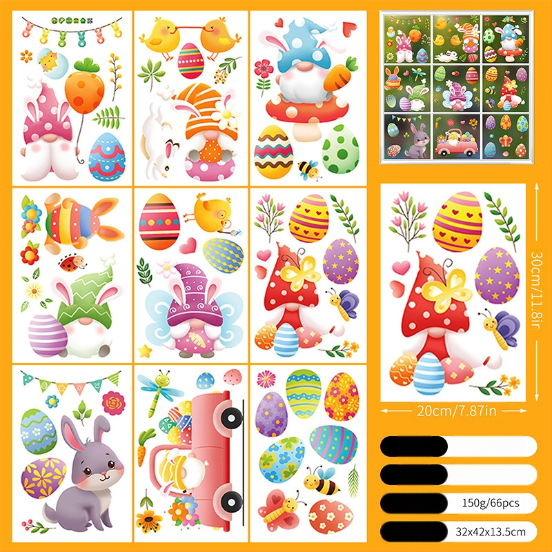 2025. aasta uus lihavõttejänese munatibu 3D-stereo elektrostaatiline kleebis lihavõtteakna klaasist dekoratiivkleebis