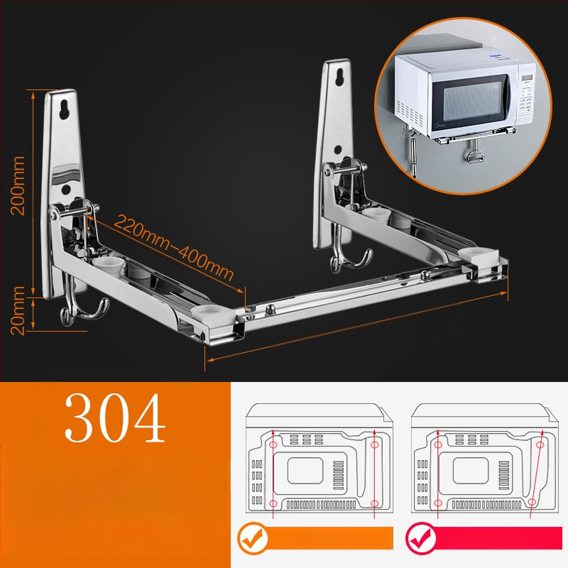 ✅ Prie sienos tvirtinamas virtuvės laikymo stovas su ištraukiamu laikikliu, storintas orkaitės stovas, 304 nerūdijančio plieno mikrobangų krosnelės stovas