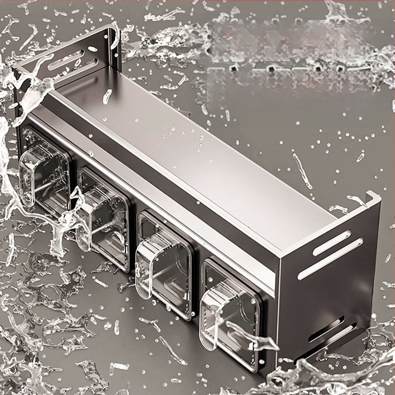 Кухненска поставка за подправки, неперфорирана, за стенен монтаж, домакинска многофункционална кутия за подправки, буркан, комбиниран костюм за съхранение