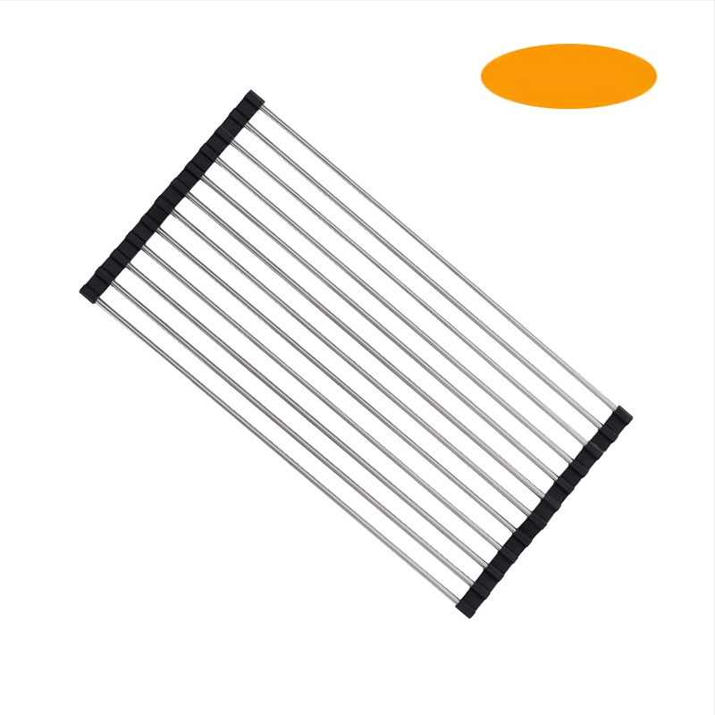 Сгъваема стойка за оттичане от неръждаема стомана Amazon, стойка за кухненски съдове, стойка за съхранение на мивка за зеленчуци