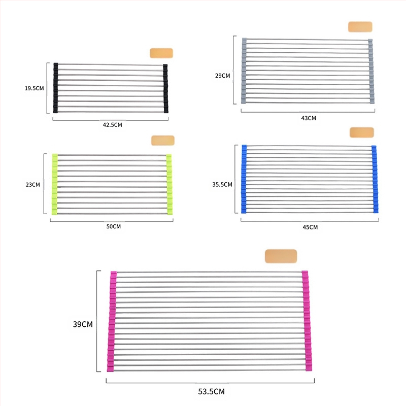 Сгъваема стойка за оттичане от неръждаема стомана Amazon, стойка за кухненски съдове, стойка за съхранение на мивка за зеленчуци