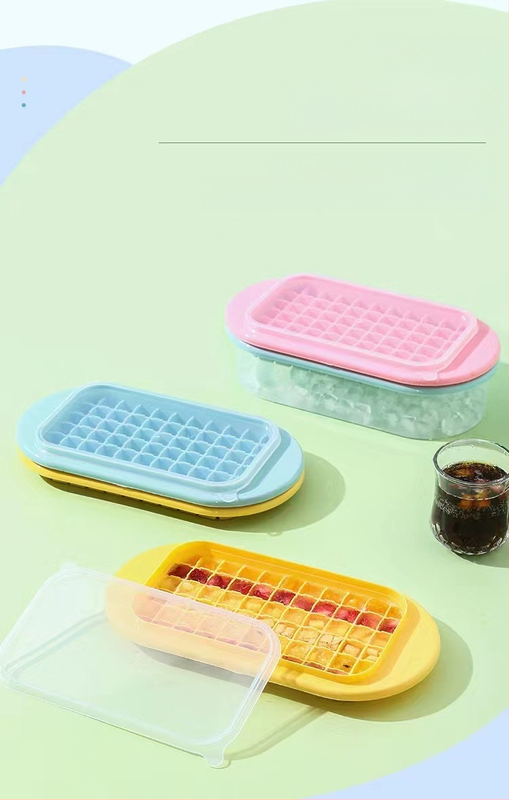 „Kawashima House“ ledo kubelių formelė, didelės talpos silikoninis ledo kubelis, buitinis ledo laikymo ledo dėžutė su dangčiu, šaldytuvas, užšaldytas ledo kubelių artefaktas