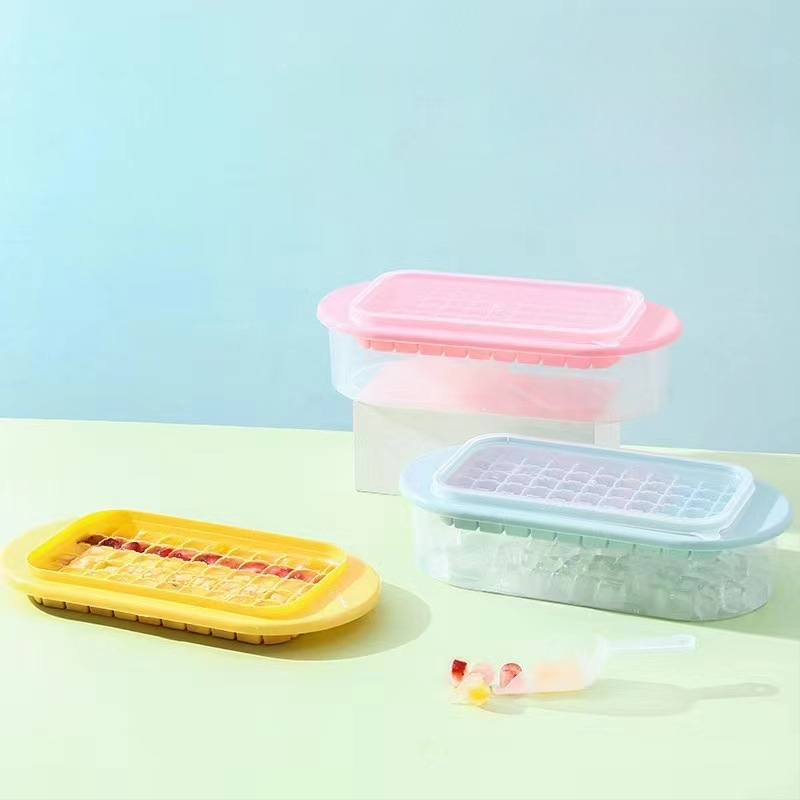 „Kawashima House“ ledo kubelių formelė, didelės talpos silikoninis ledo kubelis, buitinis ledo laikymo ledo dėžutė su dangčiu, šaldytuvas, užšaldytas ledo kubelių artefaktas