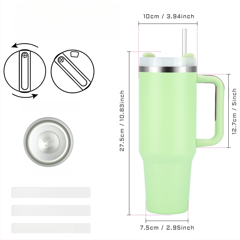 SX piiriülene 40oz suure mahutavusega käepidemega autokruus, 304 roostevabast terasest kõrrega jääkruus, kaasaskantav autotermoskruus