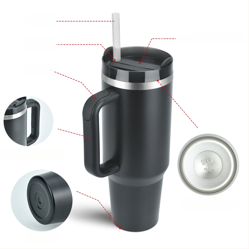 SX piiriülene 40oz suure mahutavusega käepidemega autokruus, 304 roostevabast terasest kõrrega jääkruus, kaasaskantav autotermoskruus