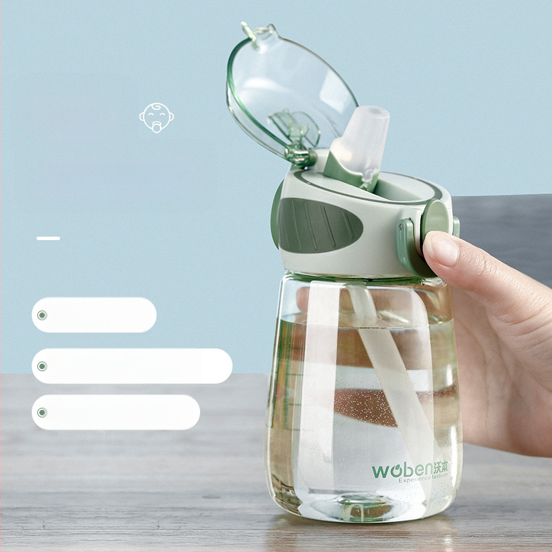 Nägus suvine õlgtass naisüliõpilastele, armas veekeetja, kaasaskantav Wubeni tass, plasttops, laste veetass