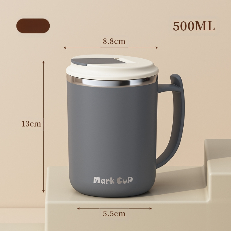 Gyárilag közvetlen szállítású, magas színű, 304 rozsdamentes acélból készült kávésbögre, tealefolyóval és fedéllel ellátott irodai bögregenerációval