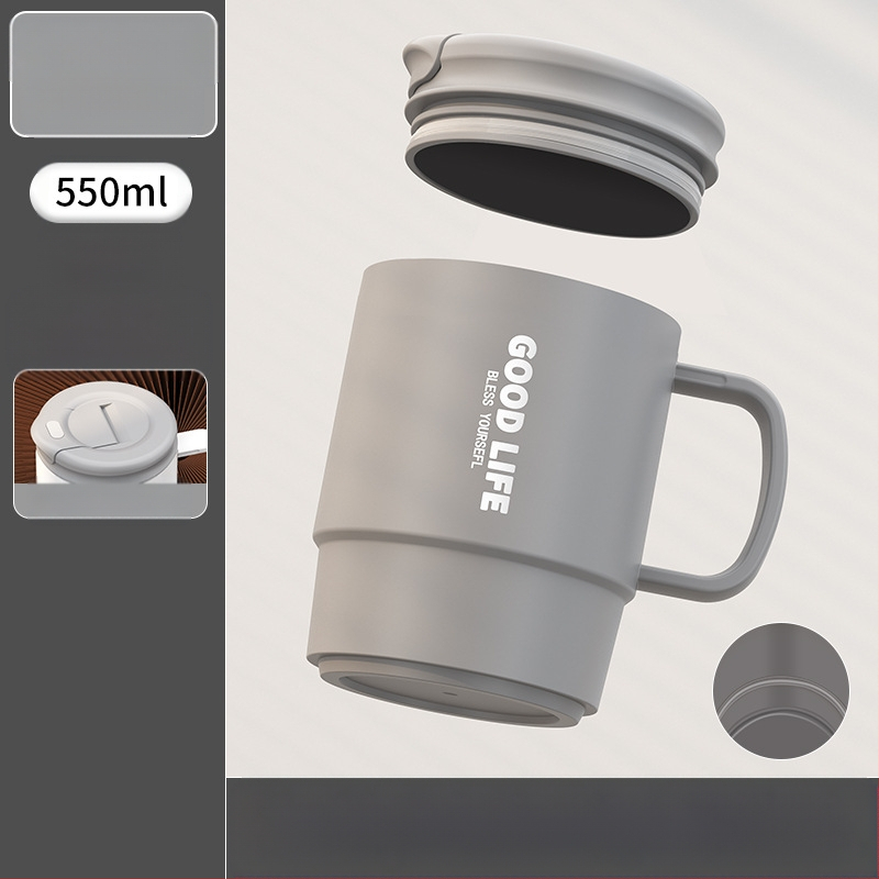 Gyárilag közvetlen szállítású, magas színű, 304 rozsdamentes acélból készült kávésbögre, tealefolyóval és fedéllel ellátott irodai bögregenerációval