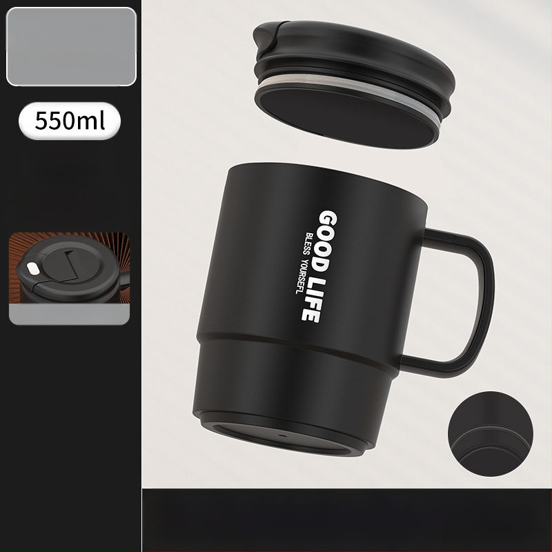 Gyárilag közvetlen szállítású, magas színű, 304 rozsdamentes acélból készült kávésbögre, tealefolyóval és fedéllel ellátott irodai bögregenerációval