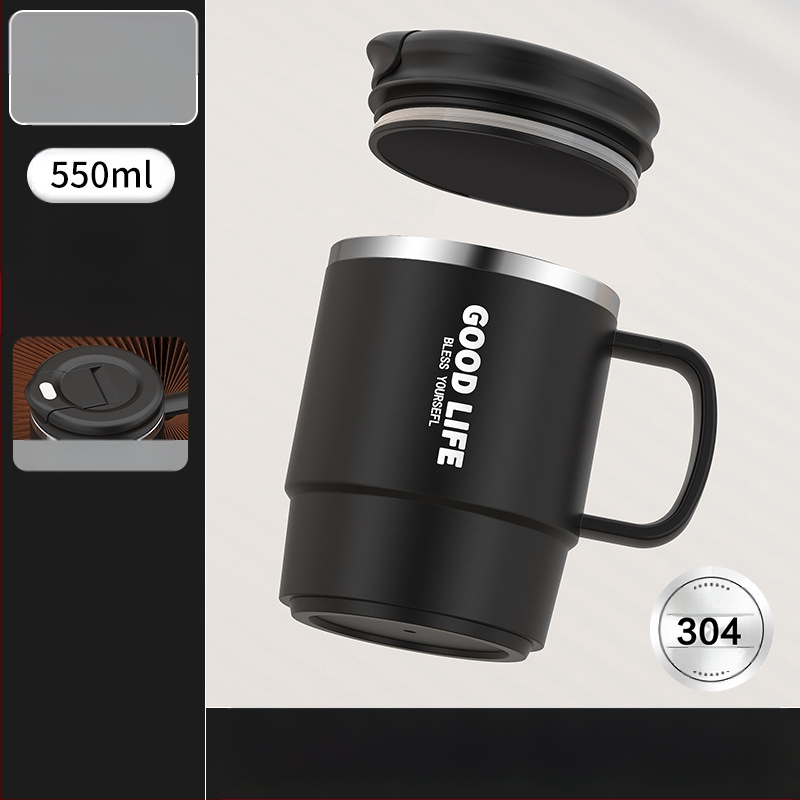 Gyárilag közvetlen szállítású, magas színű, 304 rozsdamentes acélból készült kávésbögre, tealefolyóval és fedéllel ellátott irodai bögregenerációval