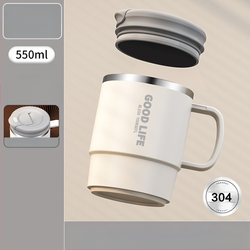 Gyárilag közvetlen szállítású, magas színű, 304 rozsdamentes acélból készült kávésbögre, tealefolyóval és fedéllel ellátott irodai bögregenerációval