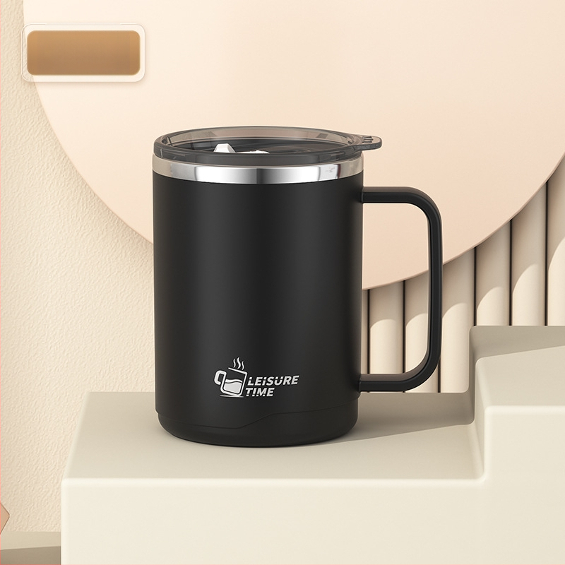 Gyárilag közvetlen szállítású, magas színű, 304 rozsdamentes acélból készült kávésbögre, tealefolyóval és fedéllel ellátott irodai bögregenerációval