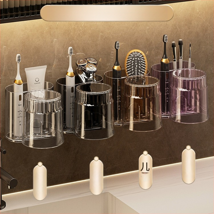 Modernus paprastas elektrinis dantų šepetėlių laikymo stovas, dantų puodelių laikiklis, pakabinamas ant sienos, tualeto plovimo puodelis, burnos skalavimo puodelis, dantų bakelio stovas