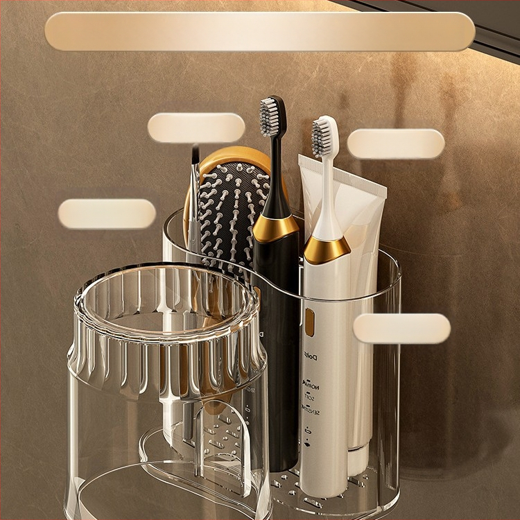 Modernus paprastas elektrinis dantų šepetėlių laikymo stovas, dantų puodelių laikiklis, pakabinamas ant sienos, tualeto plovimo puodelis, burnos skalavimo puodelis, dantų bakelio stovas
