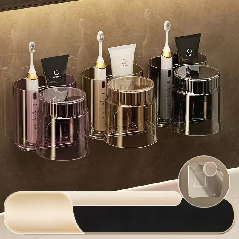 Modernus paprastas elektrinis dantų šepetėlių laikymo stovas, dantų puodelių laikiklis, pakabinamas ant sienos, tualeto plovimo puodelis, burnos skalavimo puodelis, dantų bakelio stovas