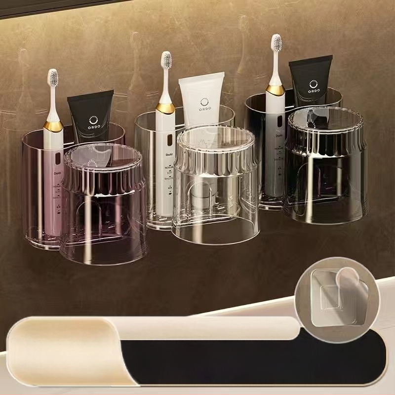 Modernus paprastas elektrinis dantų šepetėlių laikymo stovas, dantų puodelių laikiklis, pakabinamas ant sienos, tualeto plovimo puodelis, burnos skalavimo puodelis, dantų bakelio stovas