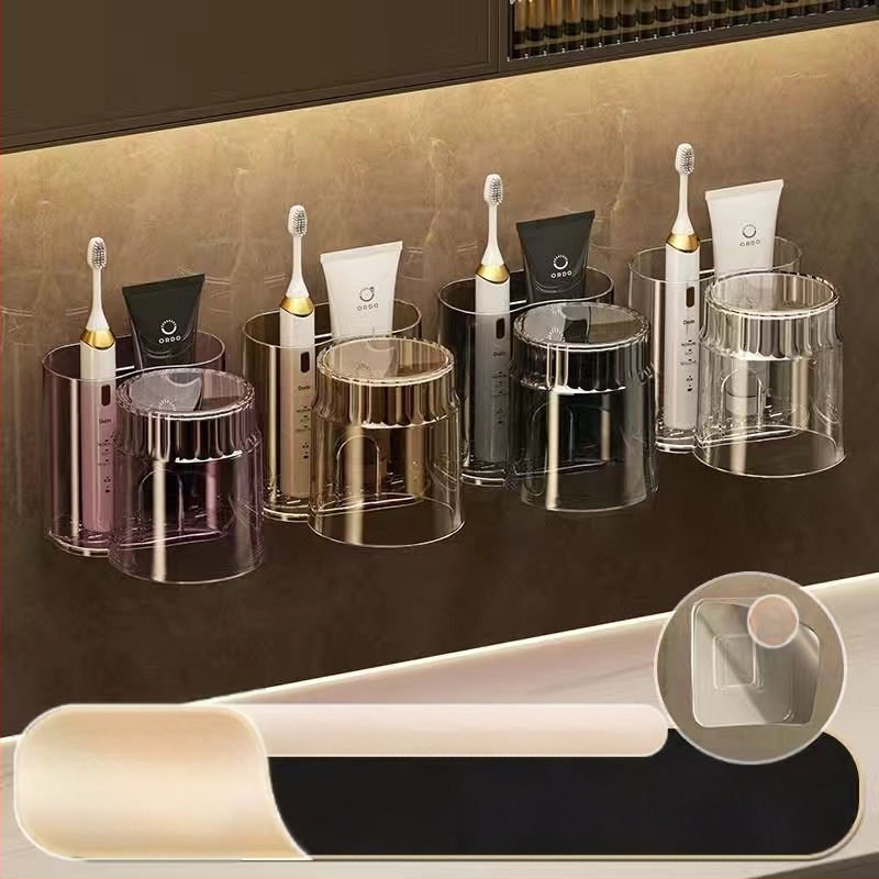 Modernus paprastas elektrinis dantų šepetėlių laikymo stovas, dantų puodelių laikiklis, pakabinamas ant sienos, tualeto plovimo puodelis, burnos skalavimo puodelis, dantų bakelio stovas