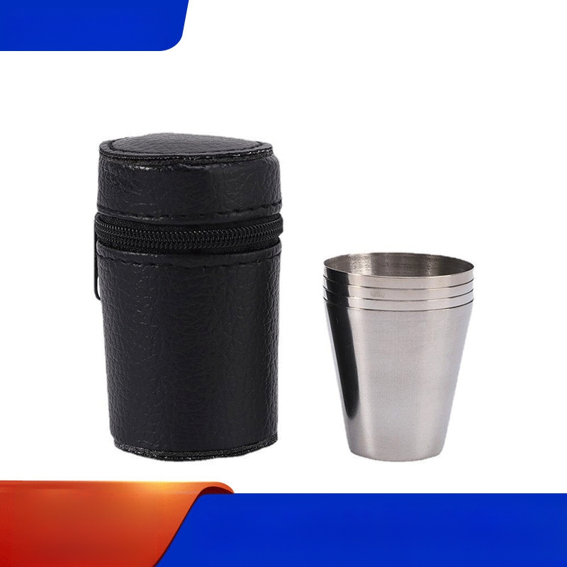 Фабрична доставка през граница 30 мл преносима къмпинг чаша за бяло вино от неръждаема стомана с капак за чаша