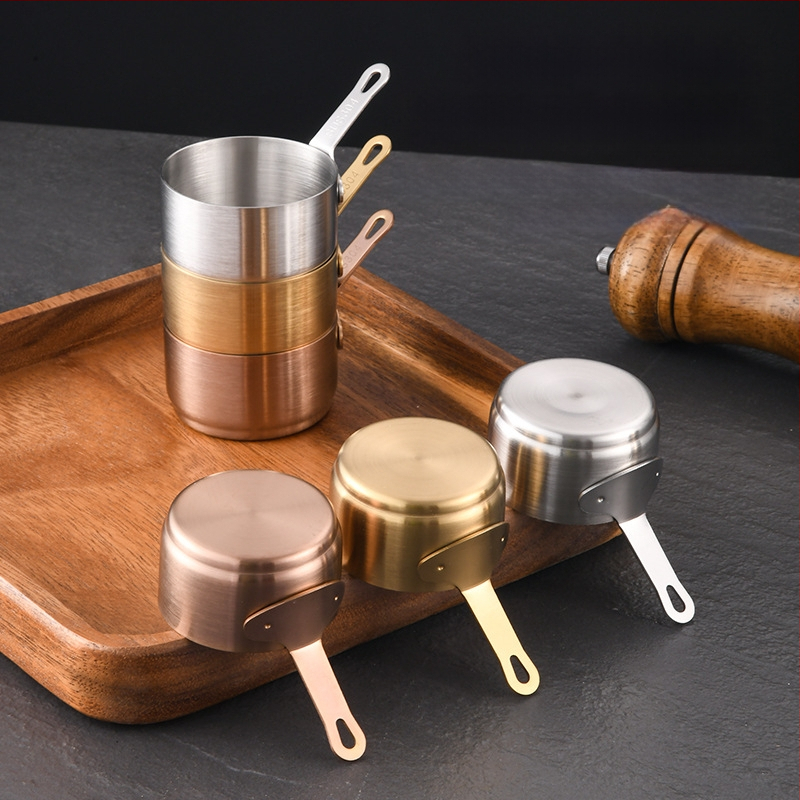 304 nerūdijančio plieno padažo puodelis su padažo lėkštute, vakarietiško restorano kepsnių padažo puodelis, kūrybingas pomidorų padažo puodelis, kibiras, stalo reikmenys