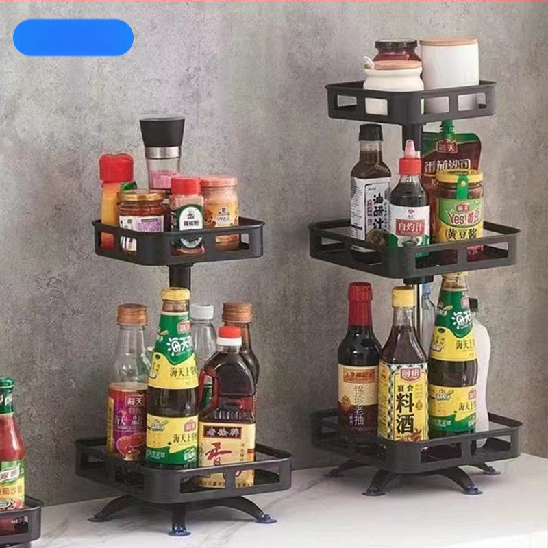 Virtuvės prieskonių lentynėlė aliejui, druskai, padažui, actui, daugiafunkcinė, 360° besisukanti, patogi sandėliavimo vieta