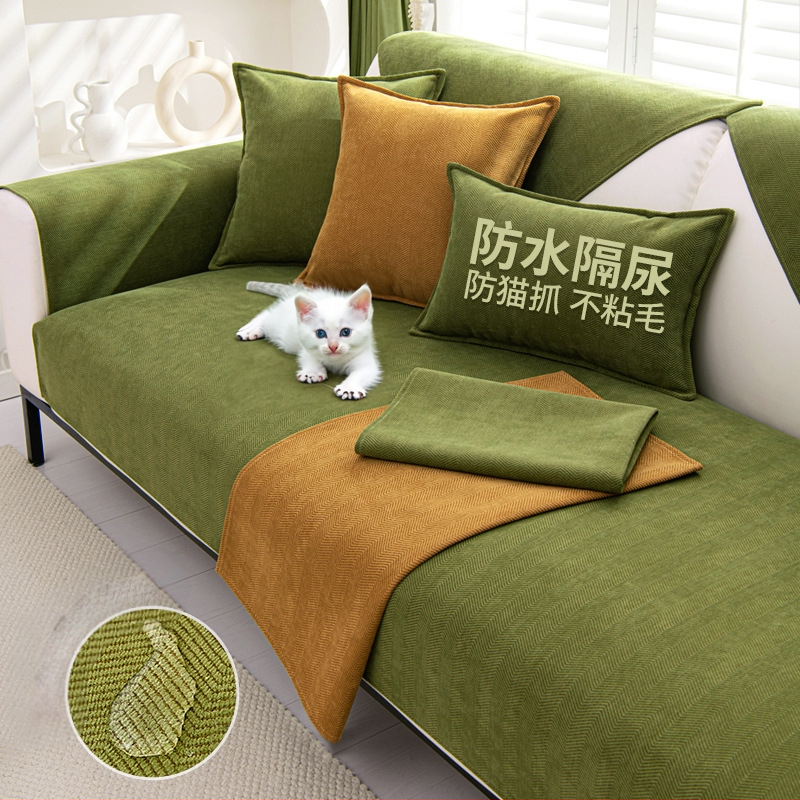 Vízálló halszálkás mintás kanapépárna 2024 új csúszásmentes párna minden évszakban univerzális macskakarcolás elleni vastagított kanapéhuzat-törölköző