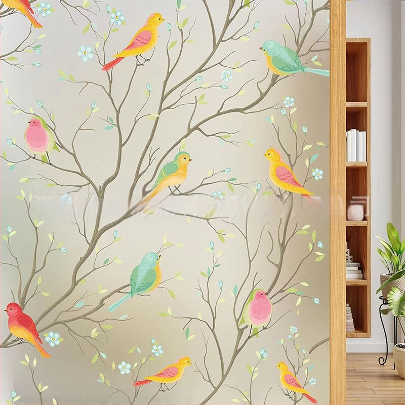 Klaaskleebis majapidamises paksendatud värviline lindude tsellofaan läbipaistev läbipaistmatu magamistoa elutoa akna piilumisvastane kile läbipaistev