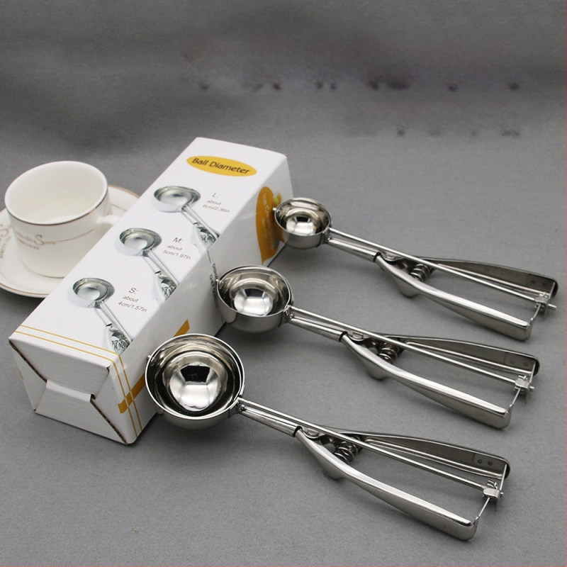 „Amazon“ naujo stiliaus šaukštas, sutirštintas nerūdijančio plieno ledų šaukštas, ledų matavimo šaukštas, vaisių rutuliukų kastuvas, tarpvalstybinis ledų šaukštas