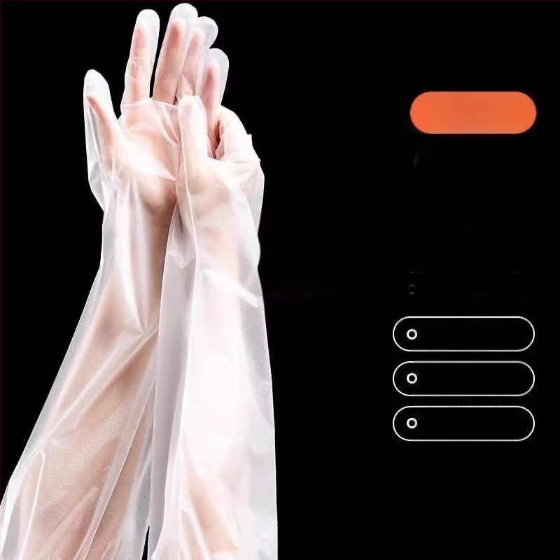 Vienkartinės pamušalu rankovės ilgos pirštinės CPE sustorintos vandeniui ir aliejui atsparios virtuvės namų ruošos valymo pirštinės