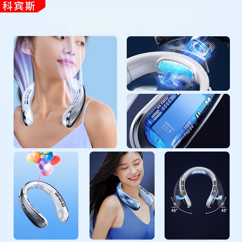 Piiriülene uue stiili digitaalne ekraaniga kaelaventilaator õpilastele mõeldud kaasaskantav USB-mini rippventilaator 100 kiirusega väike ventilaator õuespordiks