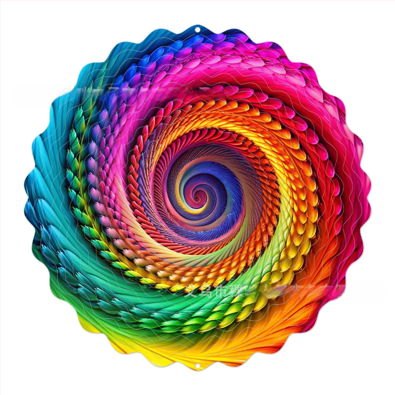 Tarpvalstybinis gamyklinis tiesioginis 3D besisukantis vėjo varpelis, skirtas spalvotam kiemo sodo metaliniam pakabinamam dekoravimui