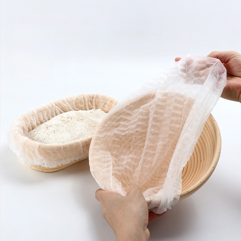 Vienkartinis neaustinis fermentacijos krepšelio audinio užvalkalas, nelimpantis tešlos, europietiškos duonos, namų kepimo įrankiai, rotango krepšelio audinio užvalkalas